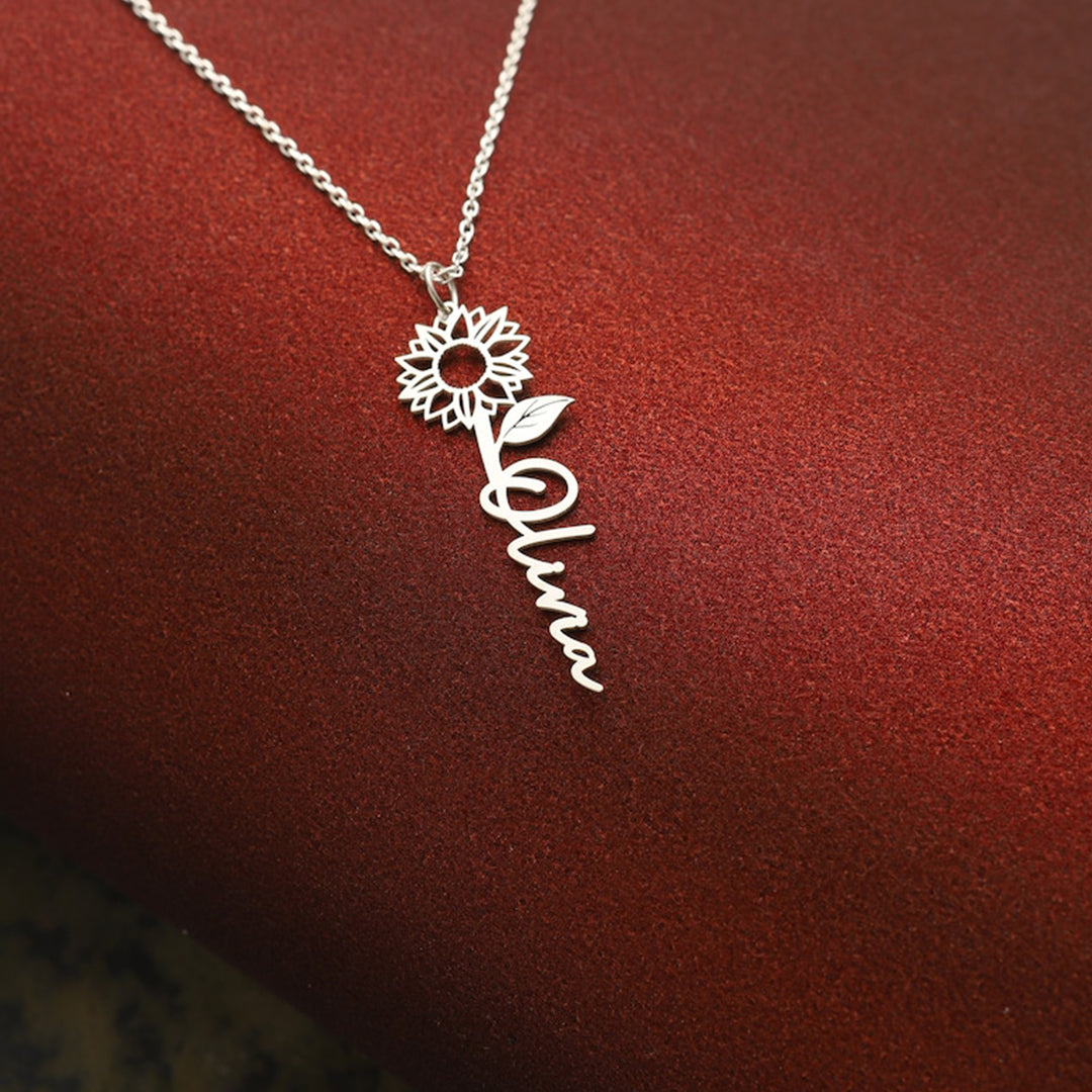 Sun Flower Name Necklace