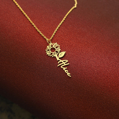 Sun Flower Name Necklace
